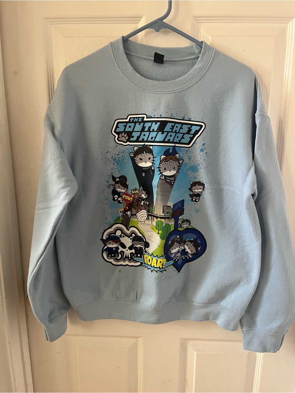 South East Jaguars Light Blue Graphic Crewneck Sweatshirt